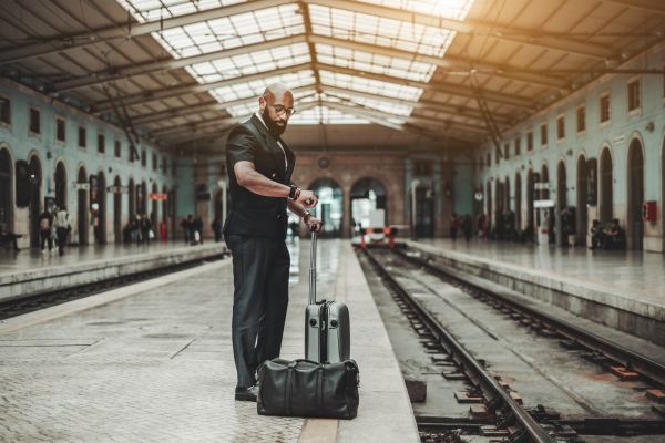 Un bâlbâit urcă într-un tren.